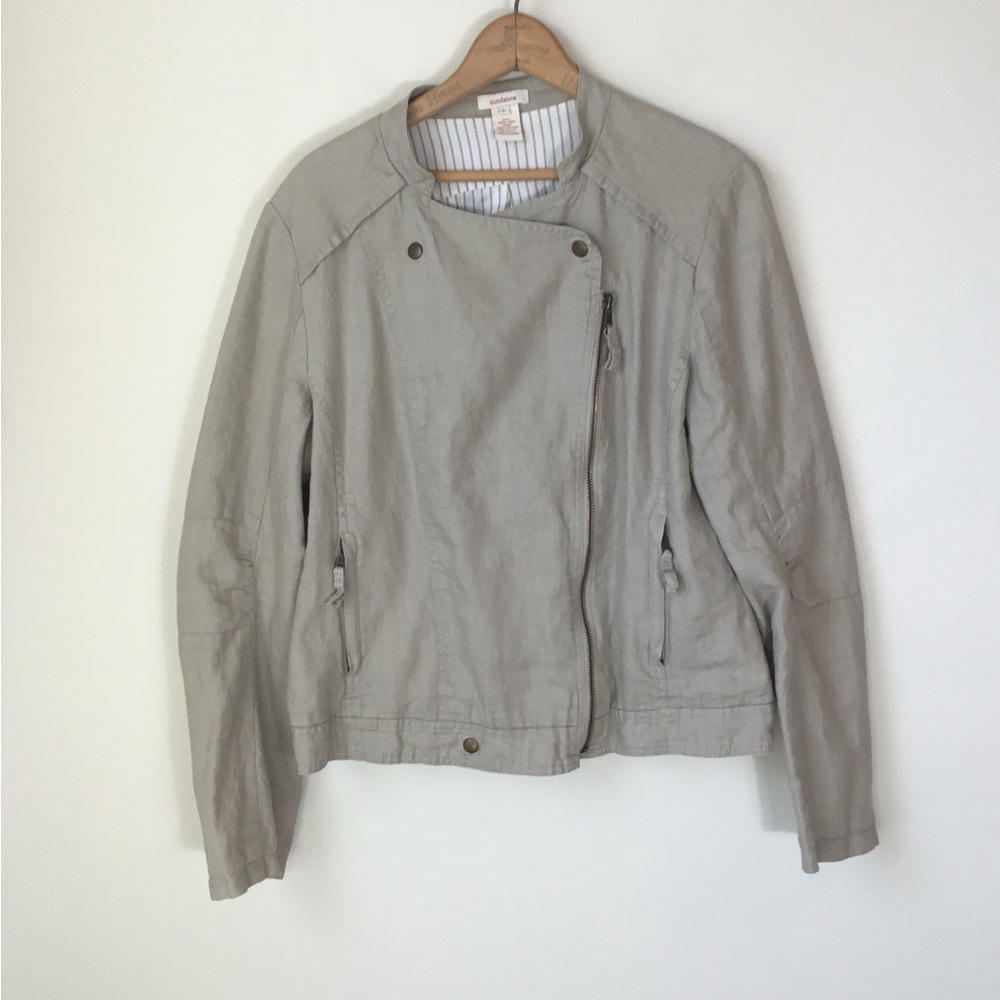 Sundance‎ Linen Asymmetrical Full Zip Jacket